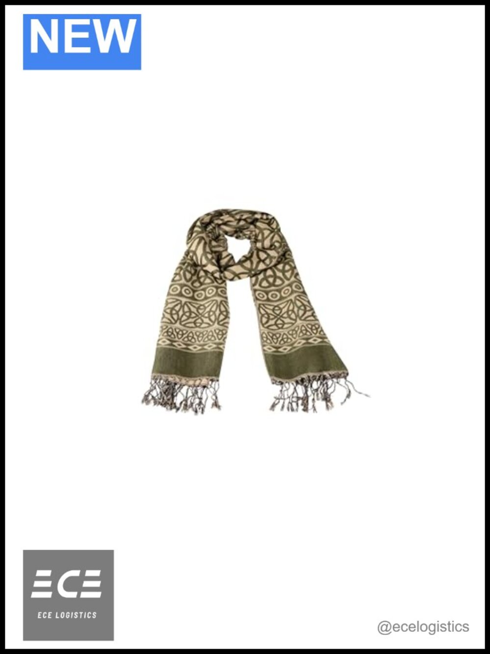 Celtic Trinity Knot Scarf 100% Viscose 27x70 Geometric Wrap